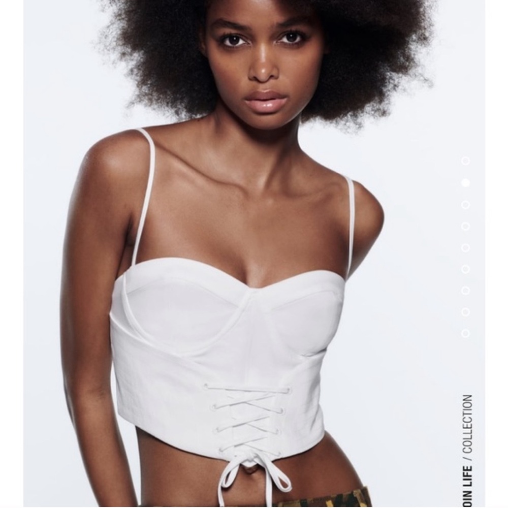 Zara Corset Style White Crop Top